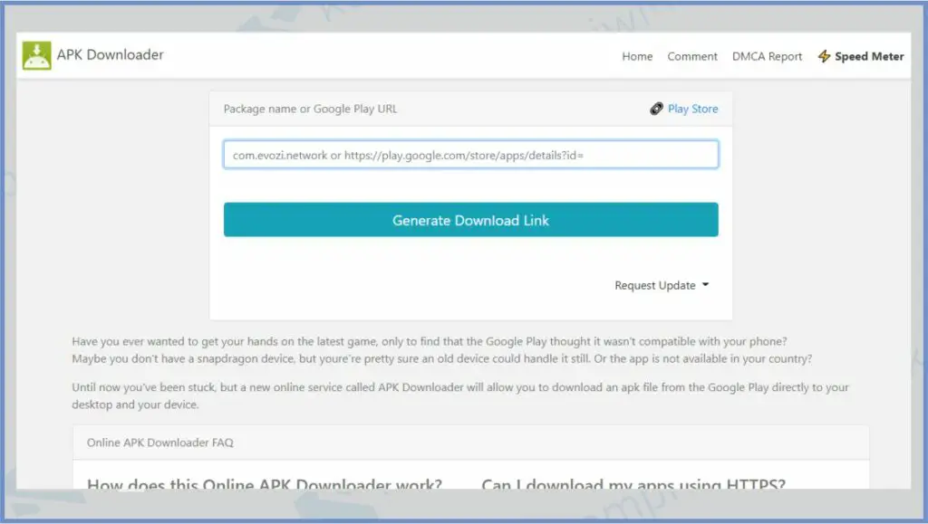 Buka SItus APK Downloader dari Evozi - Cara Download APK di Google Playstore