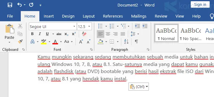 Cara Menghilangkan Background Tulisan Hasil Copy-Paste di Microsoft Word 2