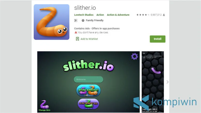 Game Cacing Android dan iOS - Slither.io