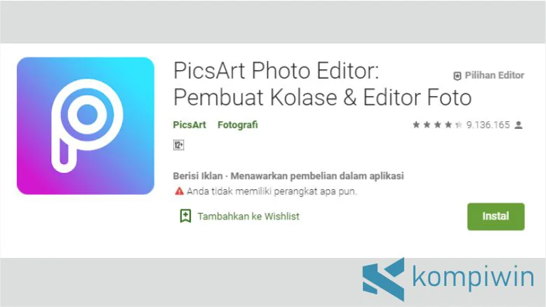 PicsArt untuk Menggabungkan Foto