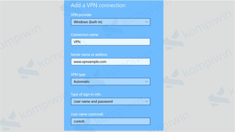Contoh Pengaturan VPN