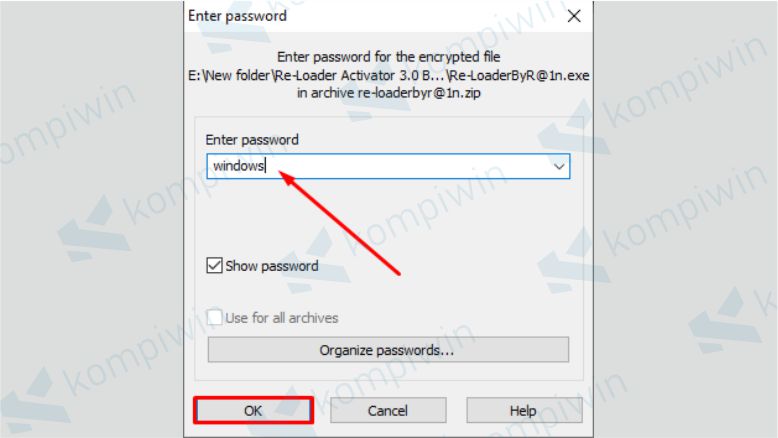 Masukkan Password RAR Re-Loader Activation Office
