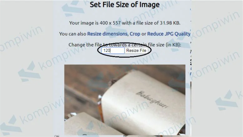 Masukkan Ukuran File Foto yang Diinginkan