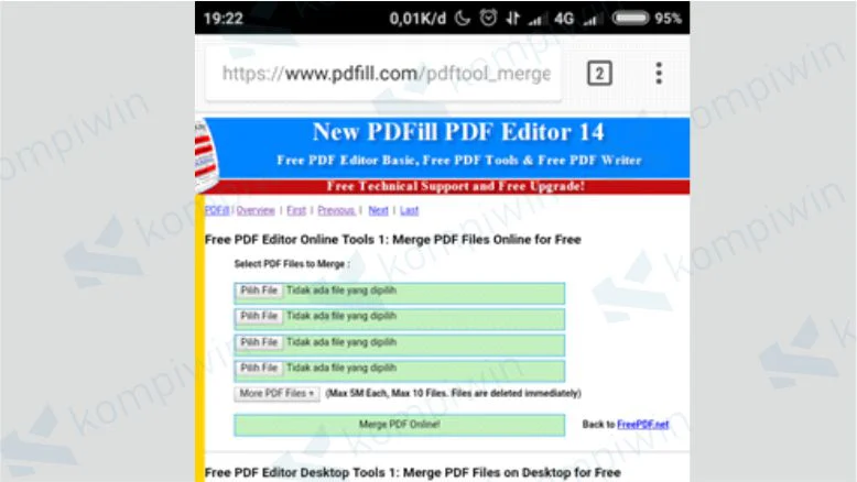 Upload File PDF yang akan Digabungkan dengan PDF Tools