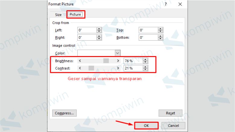 Atur Transparansi Gambar Watermark Excel