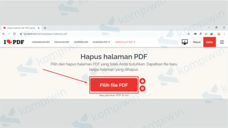 Cara Menghapus Halaman PDF dengan Small PDF - Upload File PDF di Small PDF