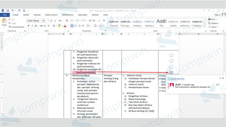 Cara Menghilangkan Comment Di Word