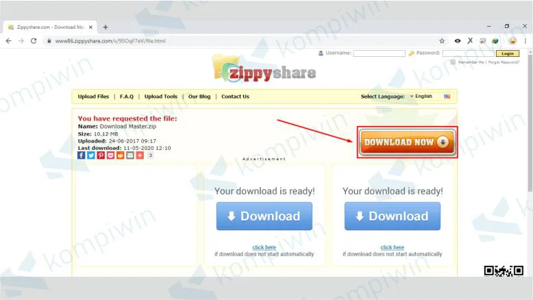 Klik Download Now untuk Memulai Proses Download Zippyshare