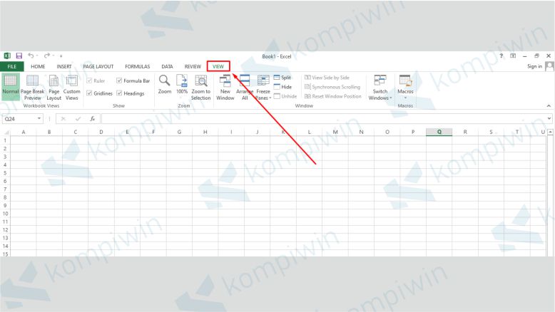Klik Menu View untuk Menghilangkan Garis Abu-Abu di Excel