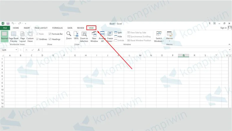 Klik Menu View untuk Menghilangkan Garis Abu-Abu di Excel