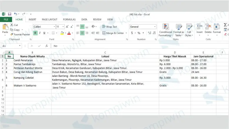Membuat Data Katalog di Excel