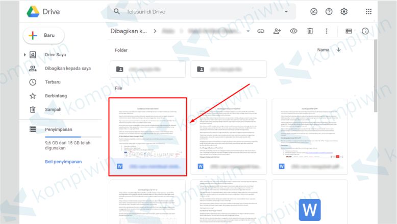 Pilih File Dokumen yang berada di Google Drive