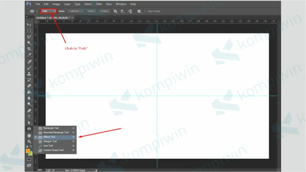 Gunakan Ellipse Tool - Cara Membuat Tulisan Melengkung Photoshop