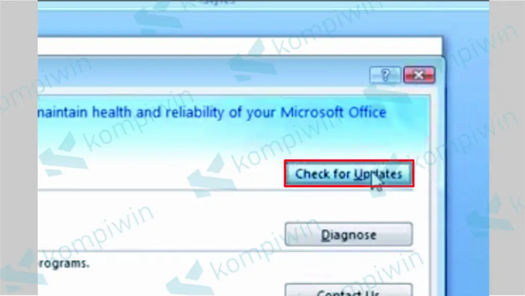 Klik Check for Updates untuk Memulai Pembaruan Office 2007