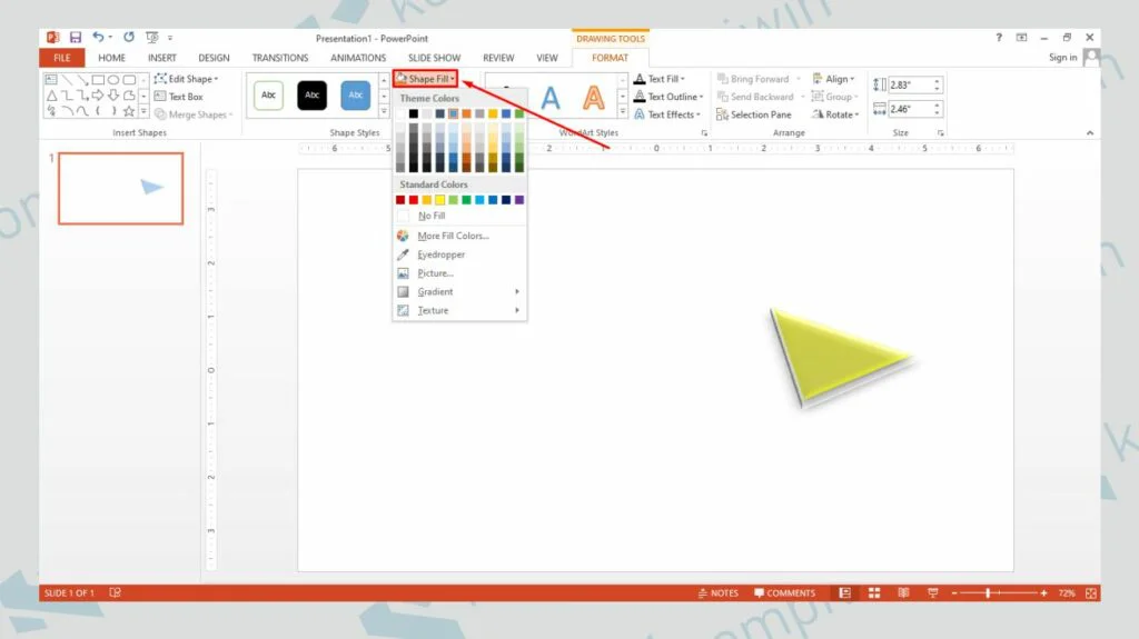 Ganti Warna Obyek dengan Shape Fill - Cara Membuat Animasi Bergerak di PowerPoint