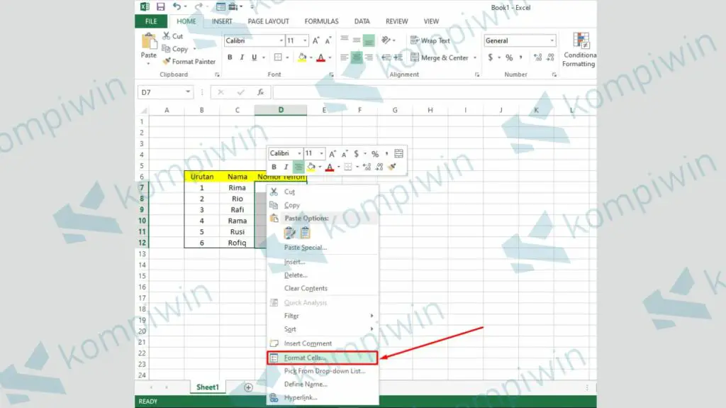 Klik Kanan dan Pilih Format Cells - Cara Menampilkan Angka 0 di Excel