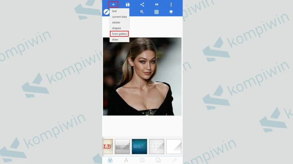 Klik Tanda + dan Pilih From Gallery Lagi untuk Memasukkan File Twibbon - Cara Menggabungkan Twibbon dengan Foto menggunakan PixelLab