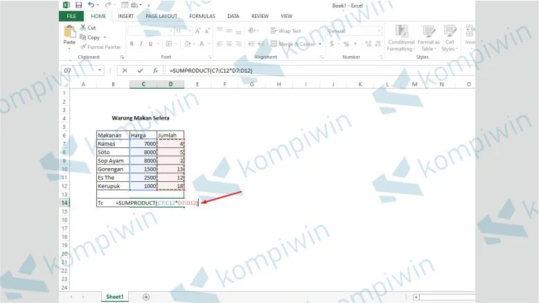 Tutup dengan Tanda ) - Cara Menghitung Total Bayar Di Excel