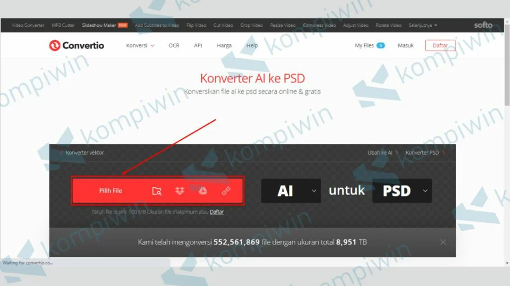 Upload File Ai yang Akan Diconvert ke PSD - Cara Buka File Adobe Illustrator di Photoshop