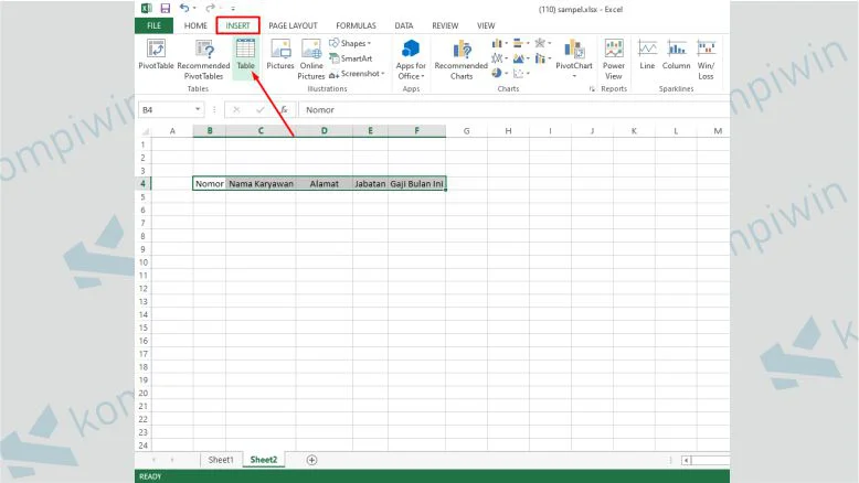 Buat Tabel Data di Excel