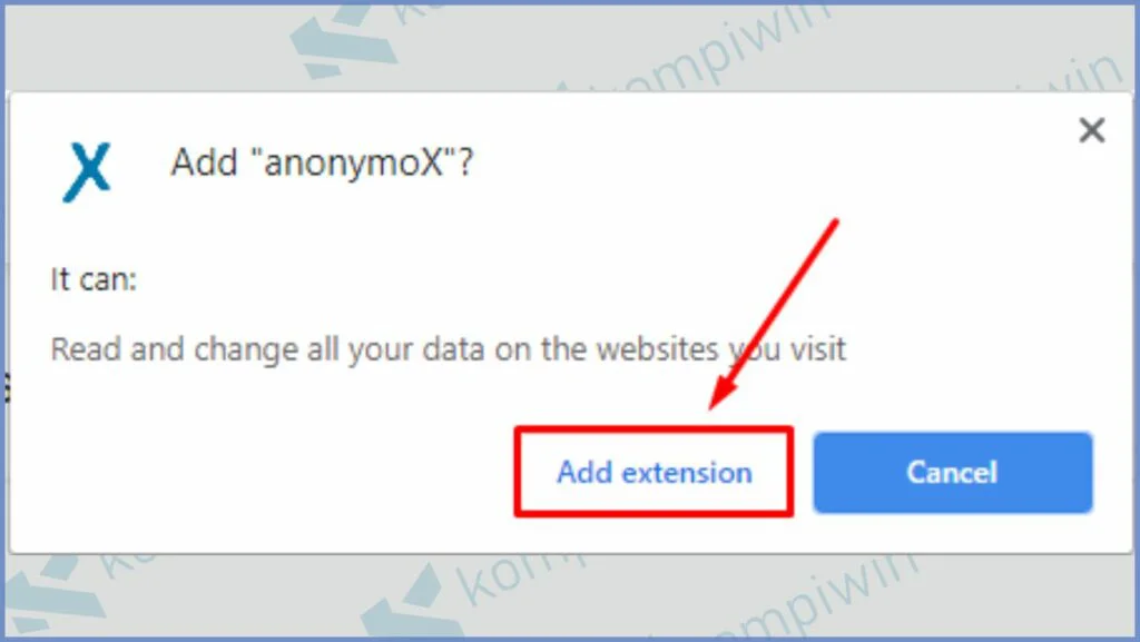 Klik Add extension untuk memasang anonymoX