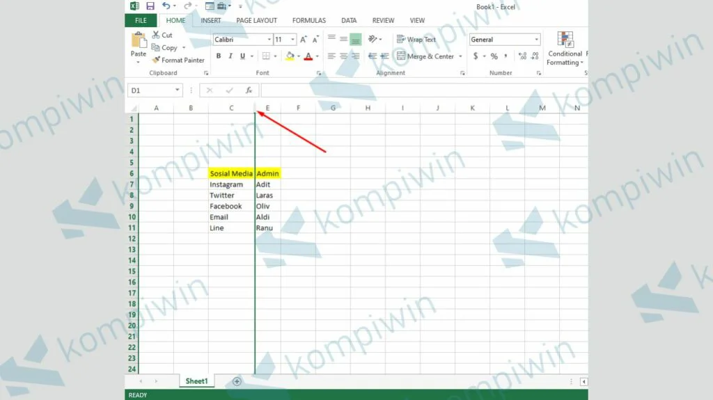 Pilih Kolom atau Baris yang Disembunyikan (Hide) - Cara Menyembunyikan Baris dan Kolom di Excel