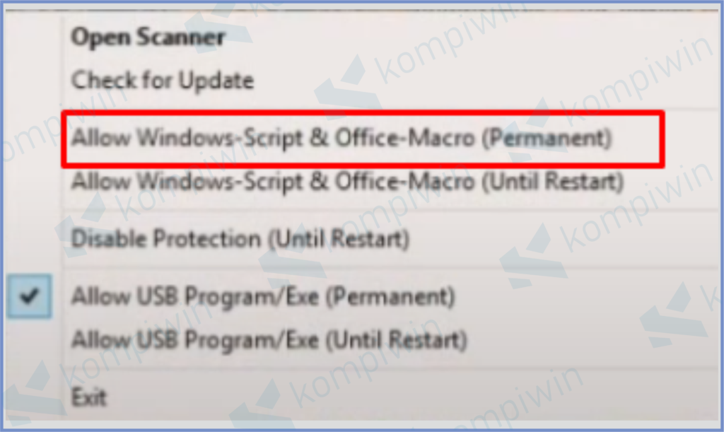 Pilih Allow Windows Script & Macro (Permanent)