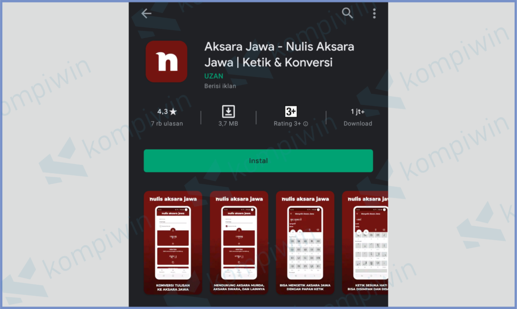 Buka Playstore dan Instal Nulis Aksara Jawa 