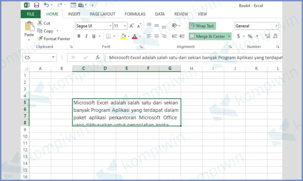 Gambar tombol 'Fill Alignment' pada ribbon Excel