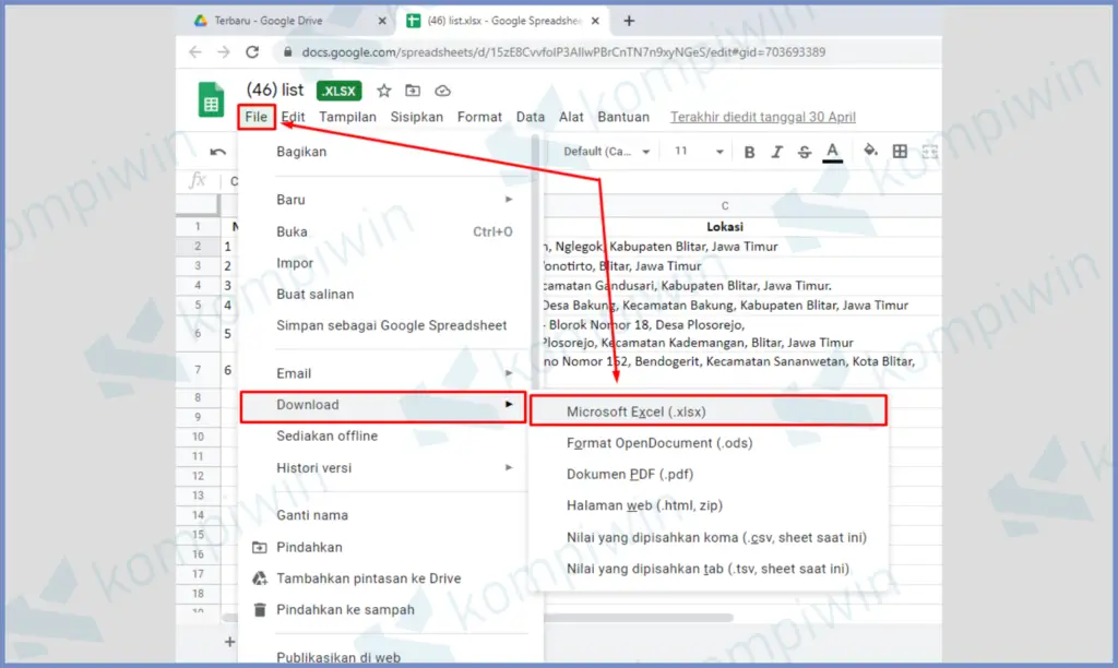 Save File Tersebut Lewat Menu File, Download Excel 