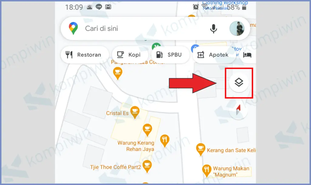 Buka Aplikasi Google Maps Dan Ketuk Icon Mode Map 