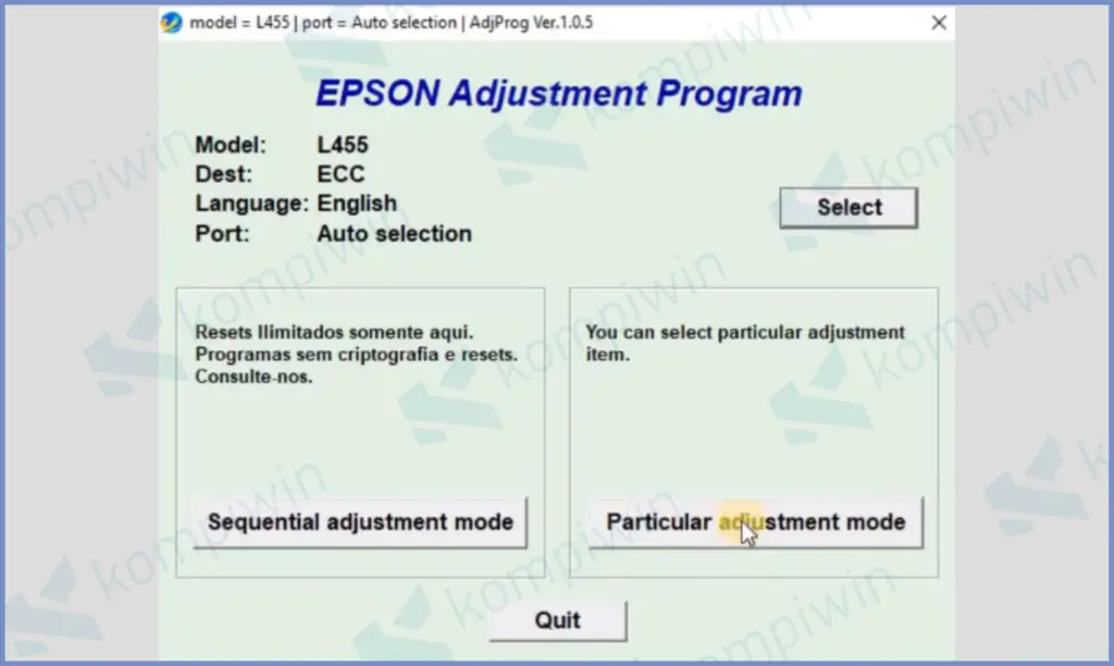 Epson Adjuster Program L455 