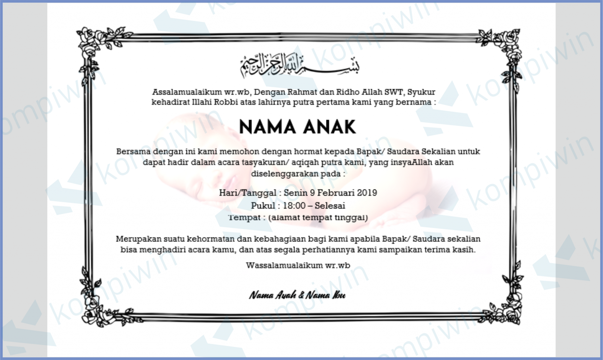 Membuat Undangan Aqiqah Di Word - IMAGESEE