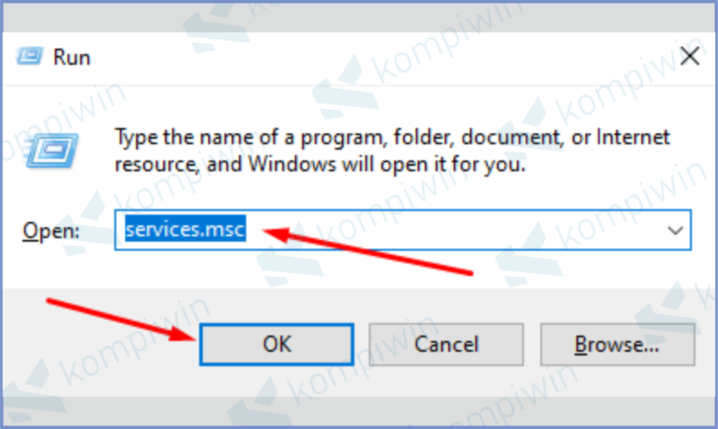 Masukkan Servicesmsc Pada Windows + R 