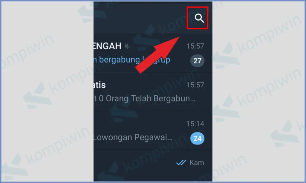 Buka Telegram Dan Klik Icon Pencarian 