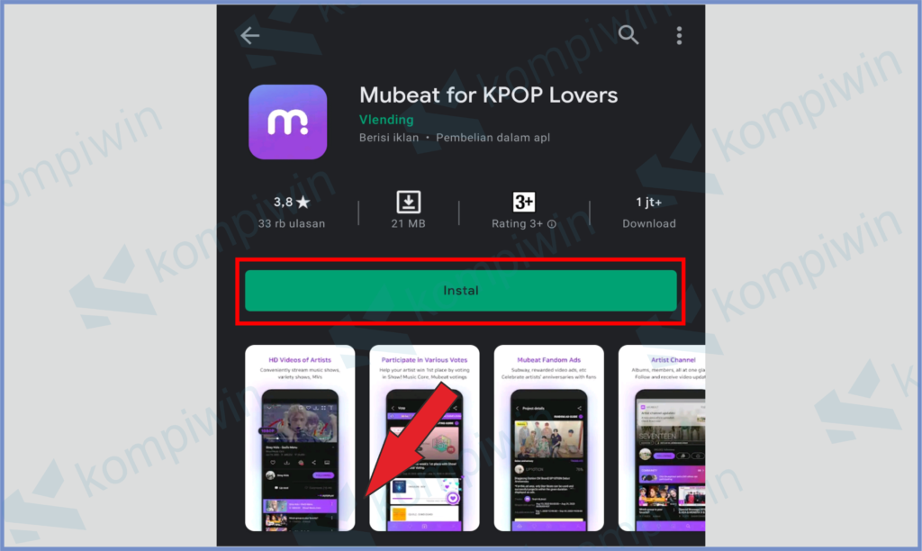 Silahkan Install Aplikasi Mubeat 