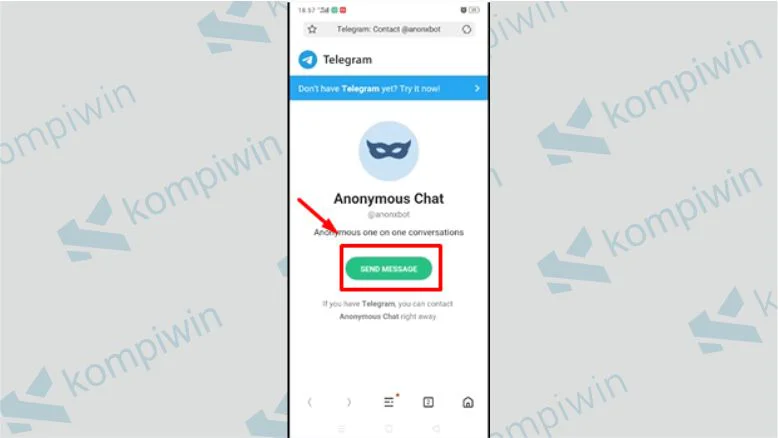 Tap Send Message - Cara VN di Anonymous Chat Telegram