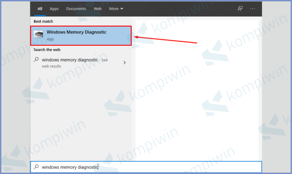 Cari Windows Memory Diagnostic Tools 