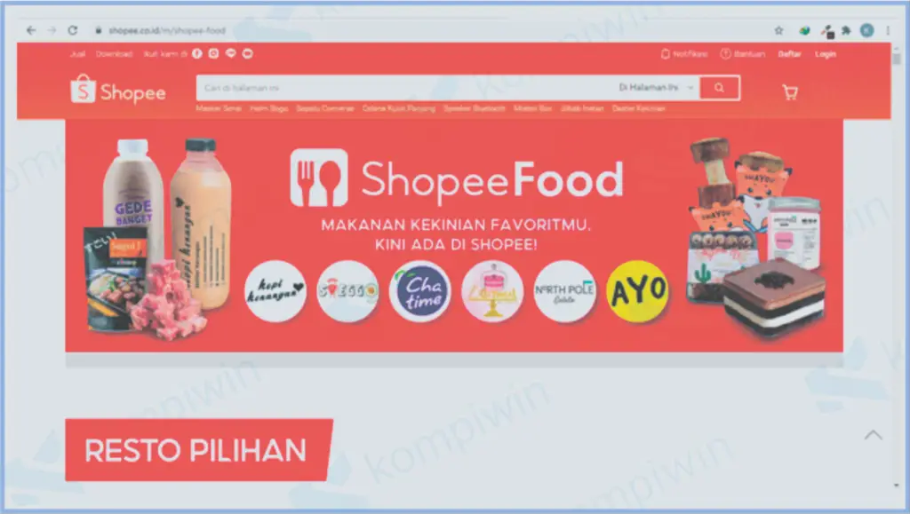 Halaman Utama Shopee Food - Cara Order Shopee Food