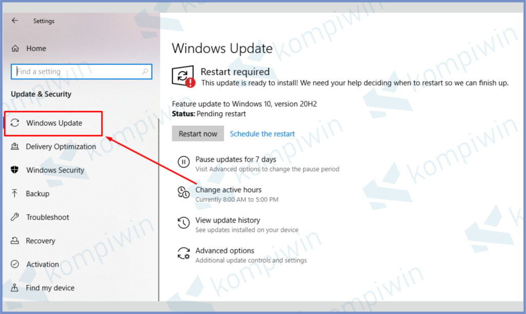 Klik Tab Windows Update 