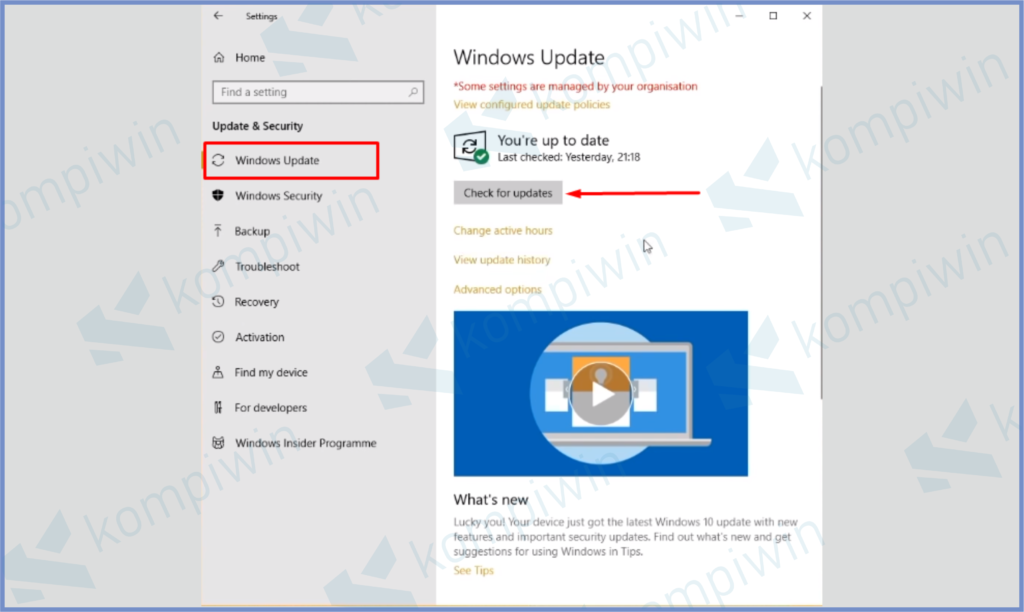 Arahkan Ke Windows Update Dan Update OS 