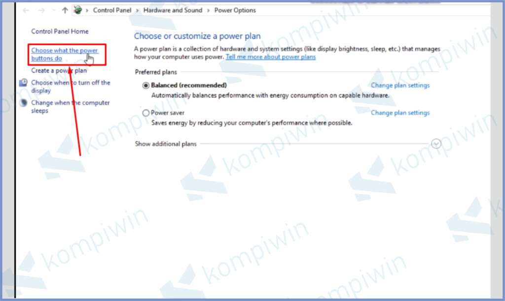 Klik Choose What The Power Buttons Do