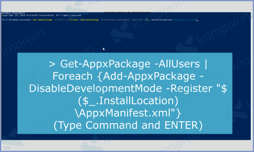 Masukkan Perintah Powershell