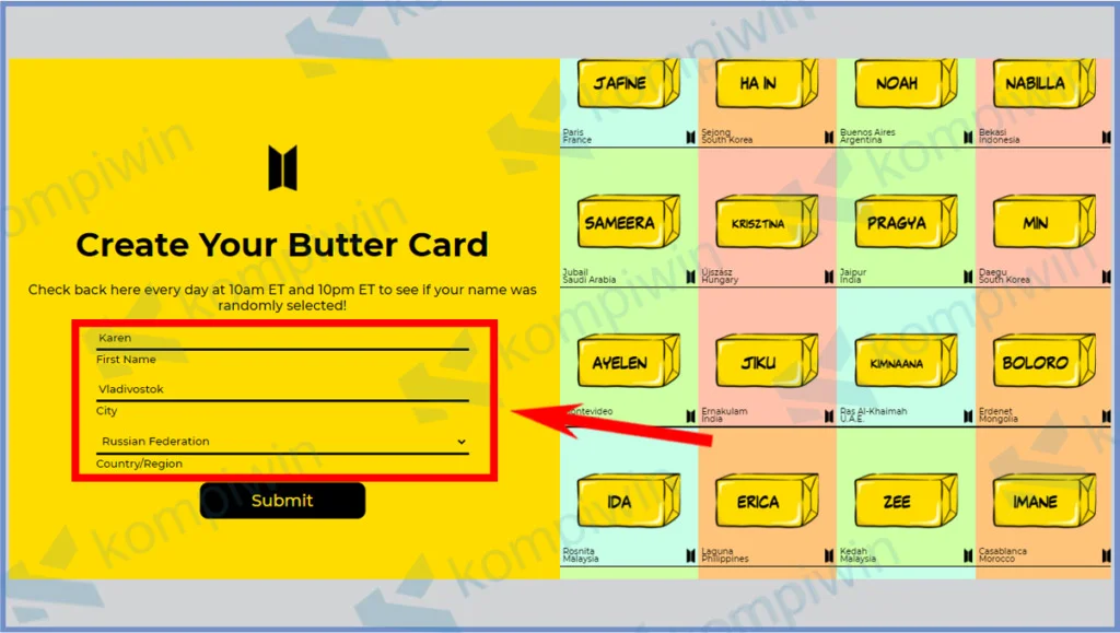 BTS Butter Com: Cara Buat Butter Card Dengan Nama Sendiri 8
