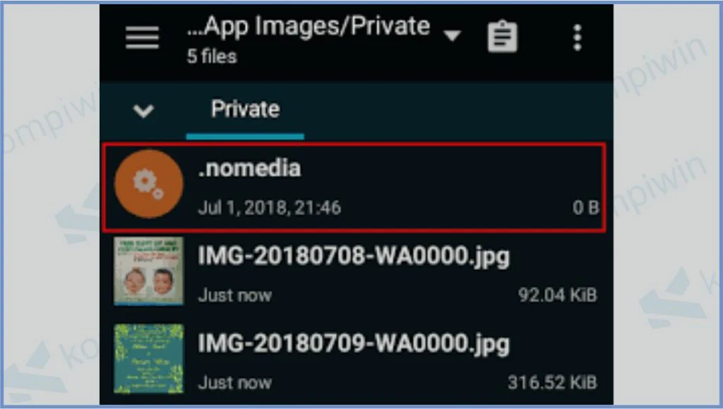 Memindahkan Foto ke Folder Private - Cara Mengatasi Foto Dari WhatsApp Tidak Muncul di Galeri