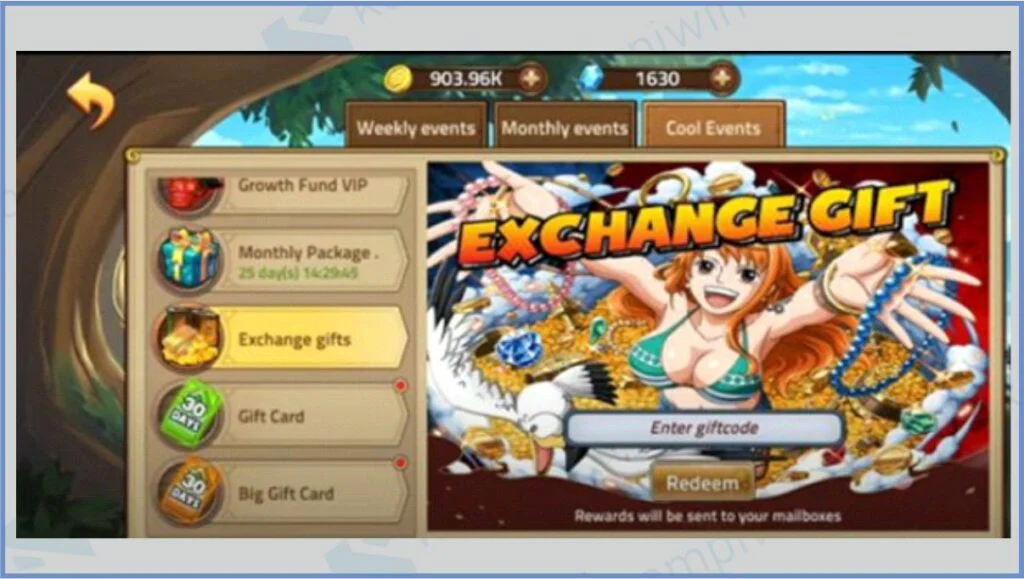 Pilih Exchange Gifts - Kode Redeem Epic Treasure Terbaru