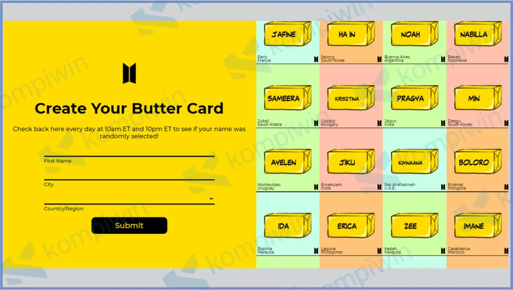 BTS Butter Com: Cara Buat Butter Card Dengan Nama Sendiri 10