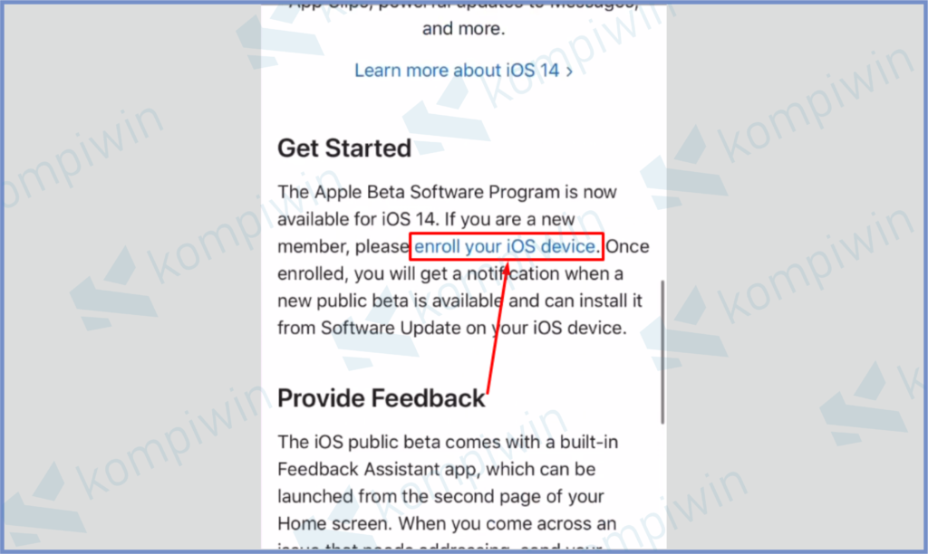 Klik Enroll Your iOS Device 
