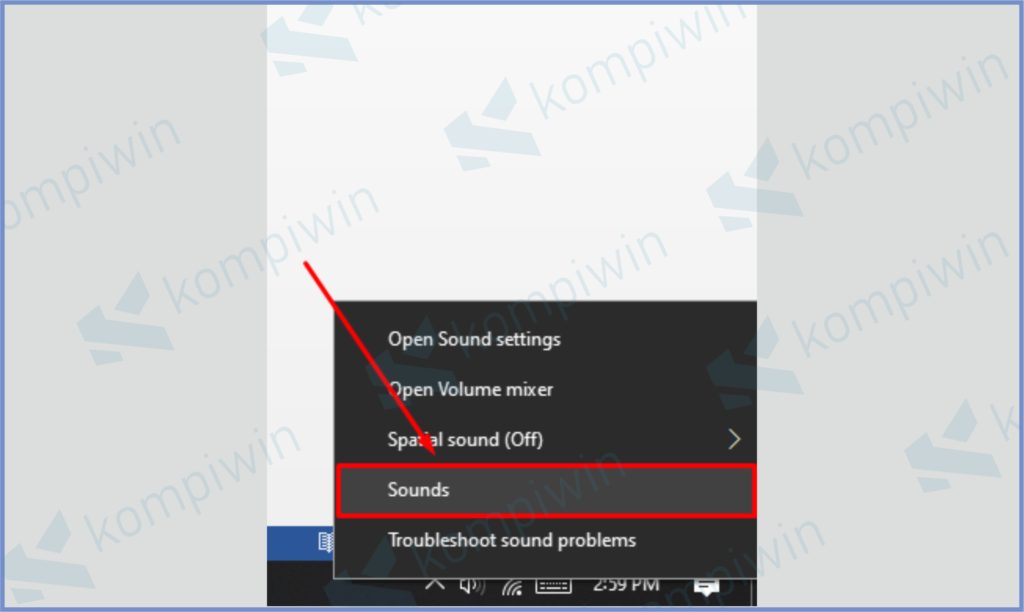 Klik Kanan Dan Pilih Sound 