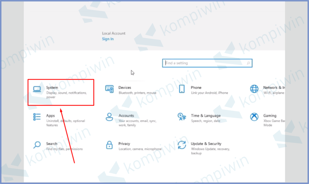 Klik Menu System 